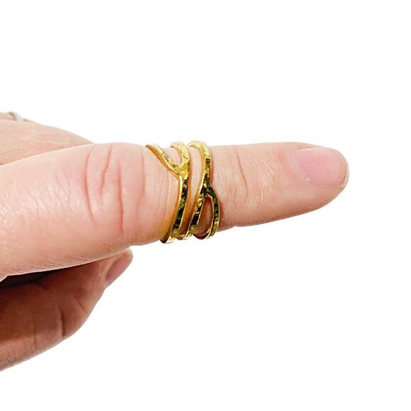 GOLD Plated Triple Band Stacking Ring - Picture 7 of 7